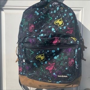 Yak Pak‎ Black  Backpack w/ Multi-Color Accents & Tan Suede Bottom